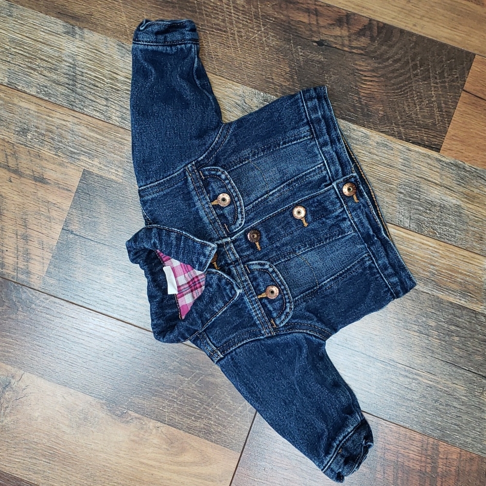 Wrangler Girl Blue Jean Denim Jacket with Snap Buttons, Size 3-6 Months